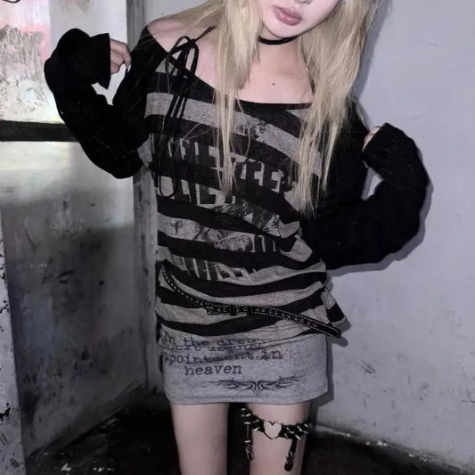 Subcultural Harajuku Hip Hop Striped T Shirts SA194