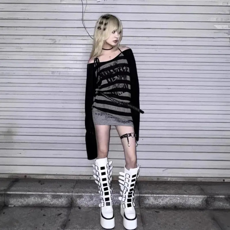 Subcultural Harajuku Hip Hop Striped T Shirts SA194