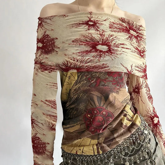 Vintage Mesh See Through Cropped Top SA204