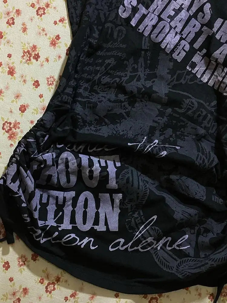 Y2k Aesthetic Gothic Print Women Grunge T-shirts SA125
