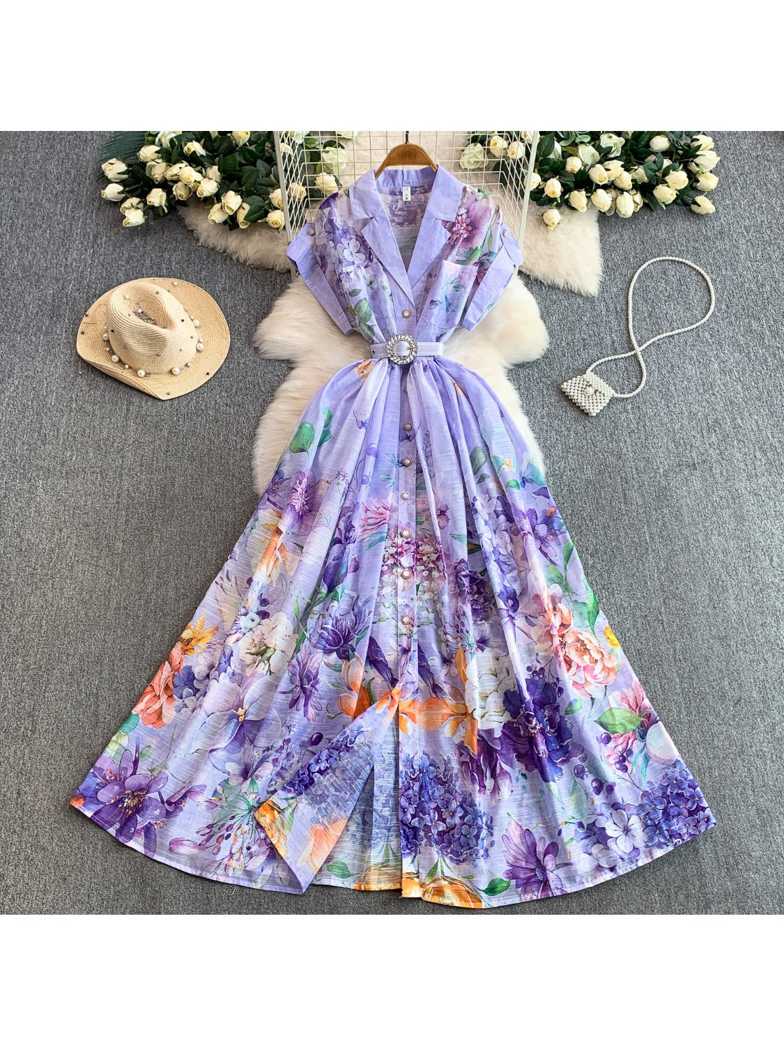 Floral Print Maxi Dress SA730