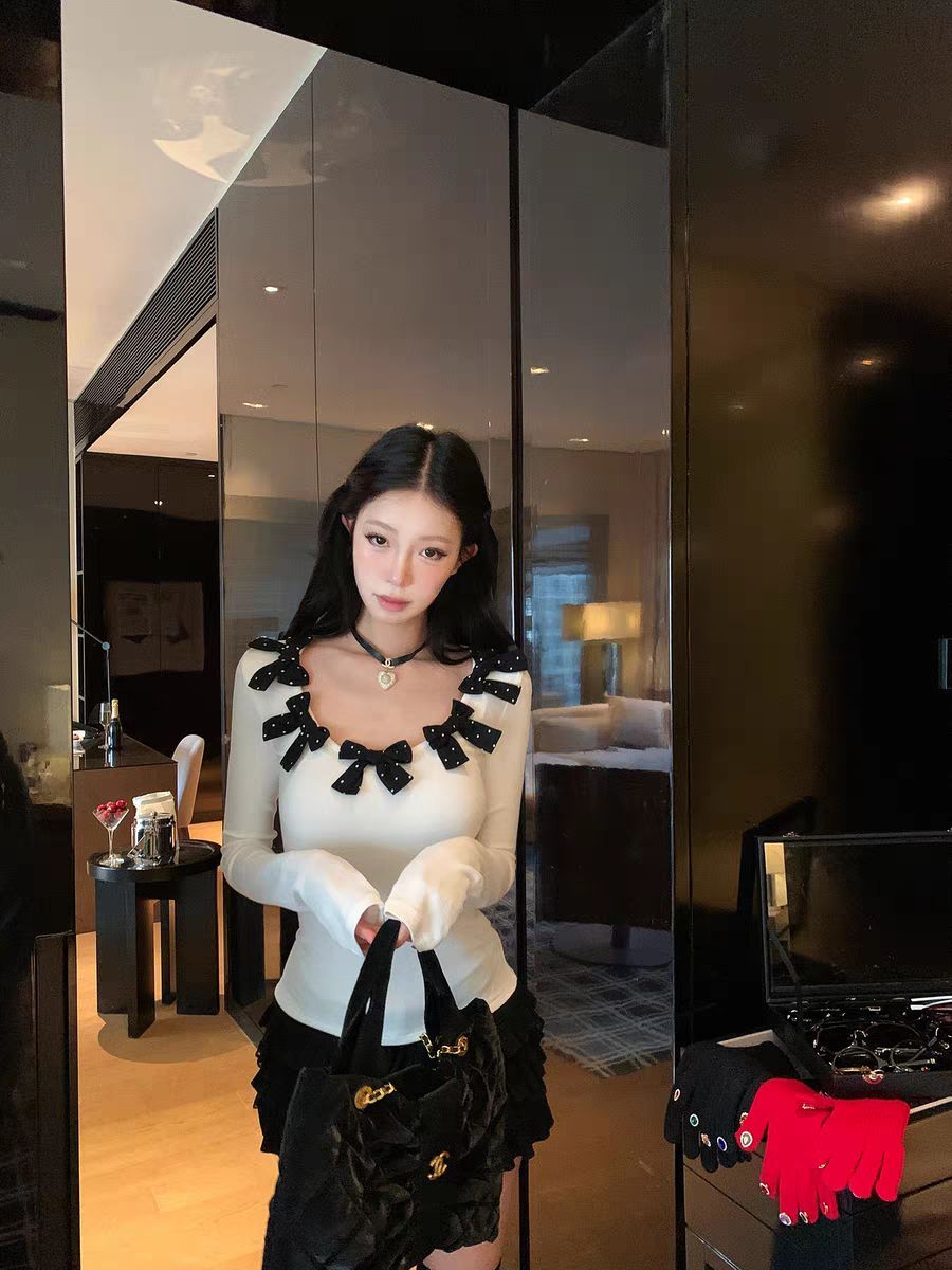 Bow Long Sleeve T-shirt for Women  64H240