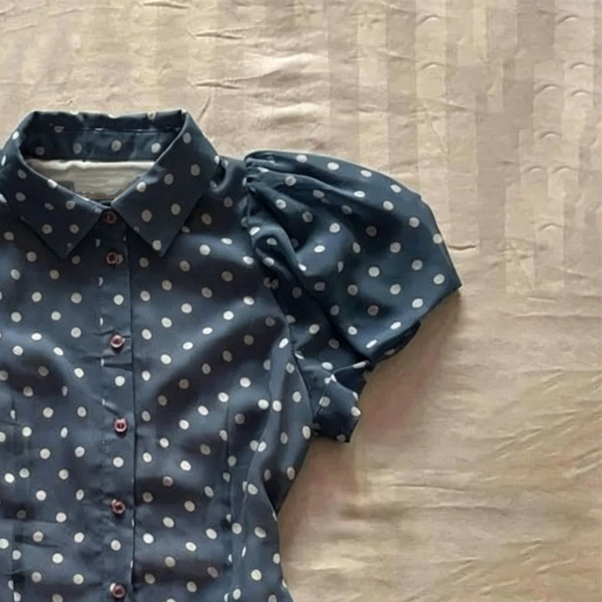 Polka Dot Puff Sleeve Short-sleeved Shirt SA999