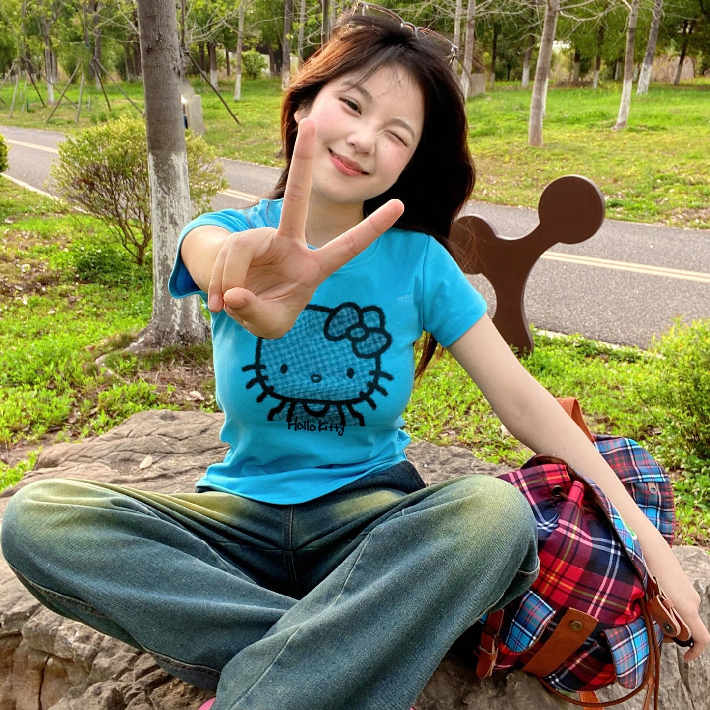 Cat Print Summer Short Sleeve Top SA821
