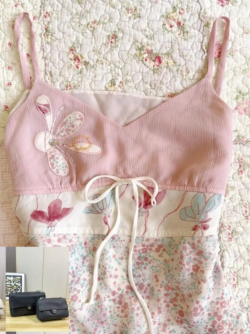 Retro Pink Suspender Top SAB021/SAB022
