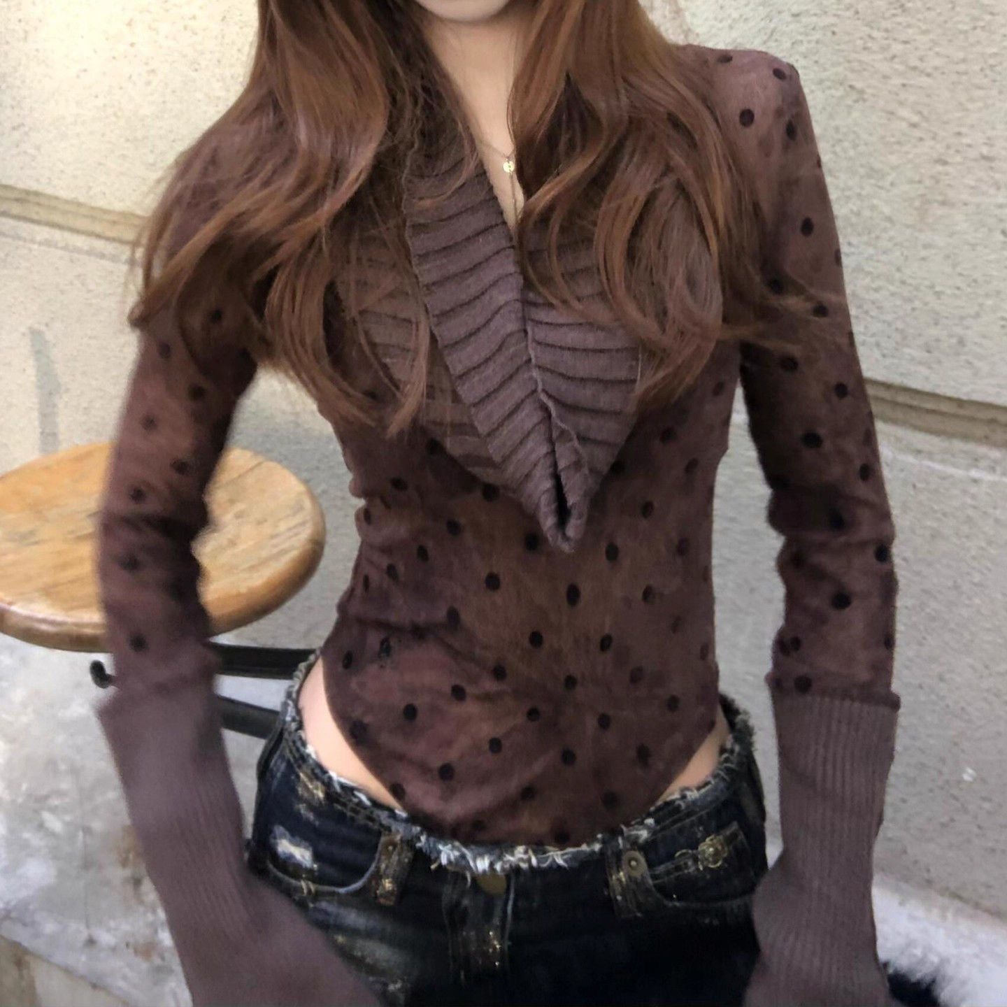 Spliced long-sleeved Sweater SAB149