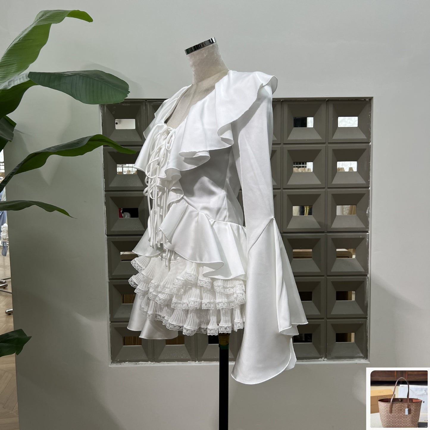 Long Sleeve Ruffle Edge Shirt Skirt Set SA373