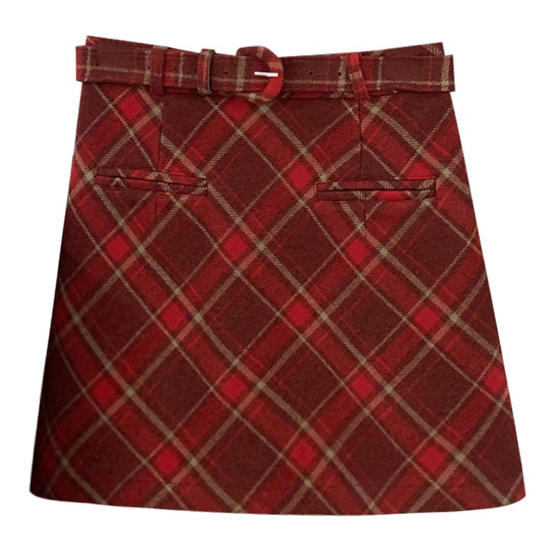 Plaid Woolen Skirt SAB215