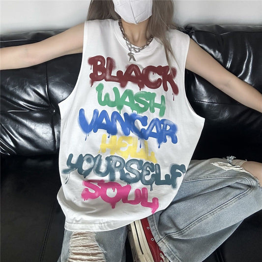 Rainbow Letter Graffiti Vest  SA832