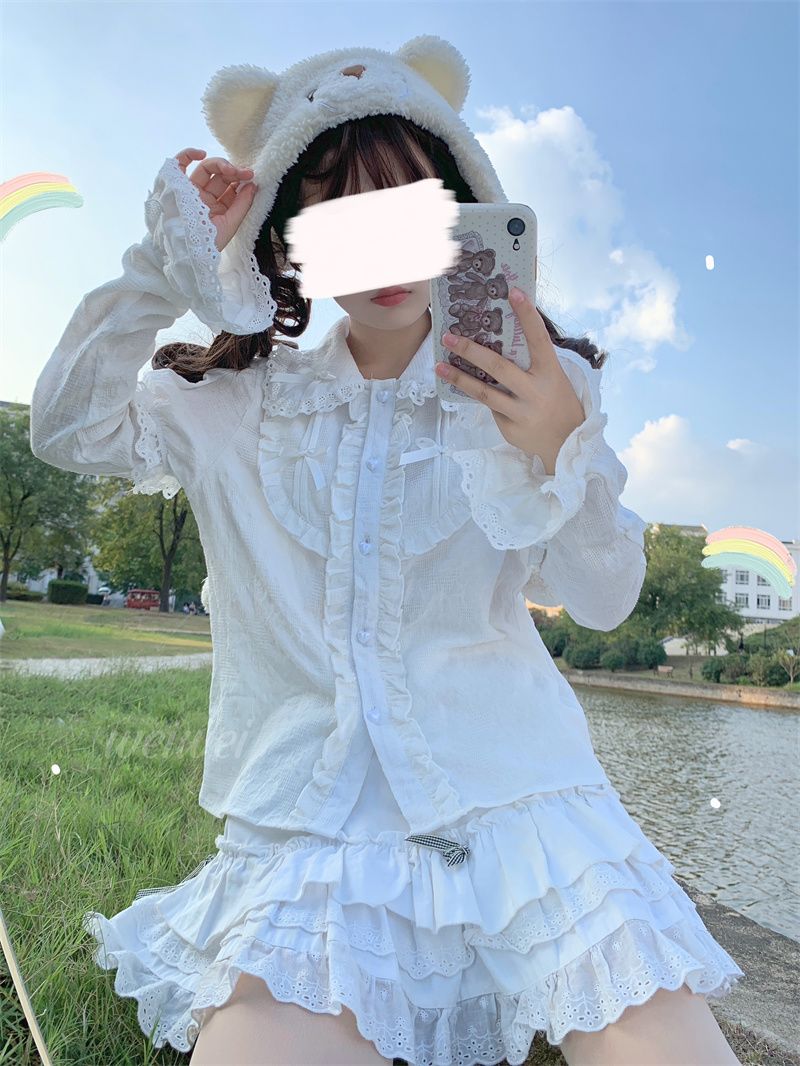 Peter Pan Collar Patchwork Long Sleeve Blouse  US-64D182