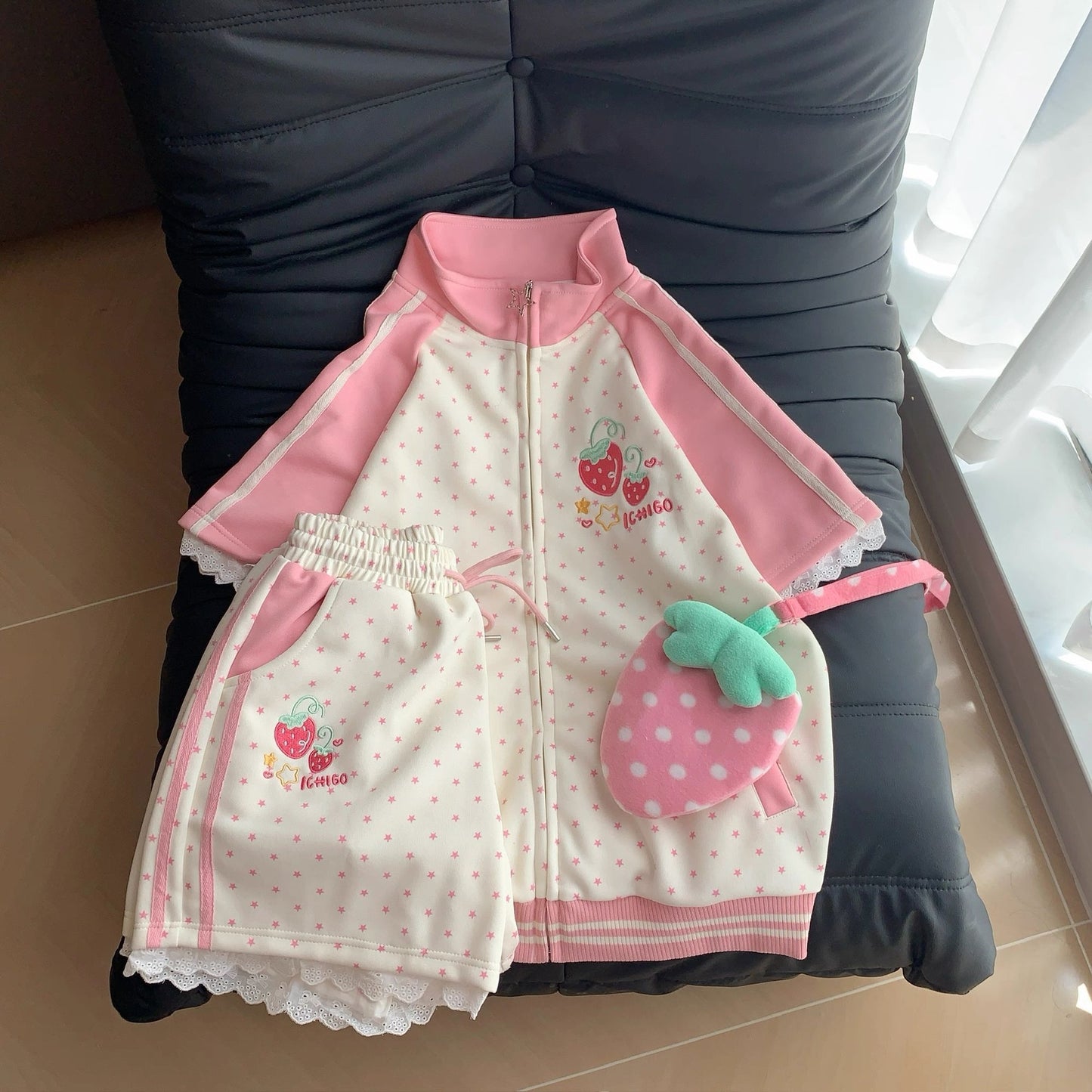 Strawberry Embroidered Pink Jacket SAB034
