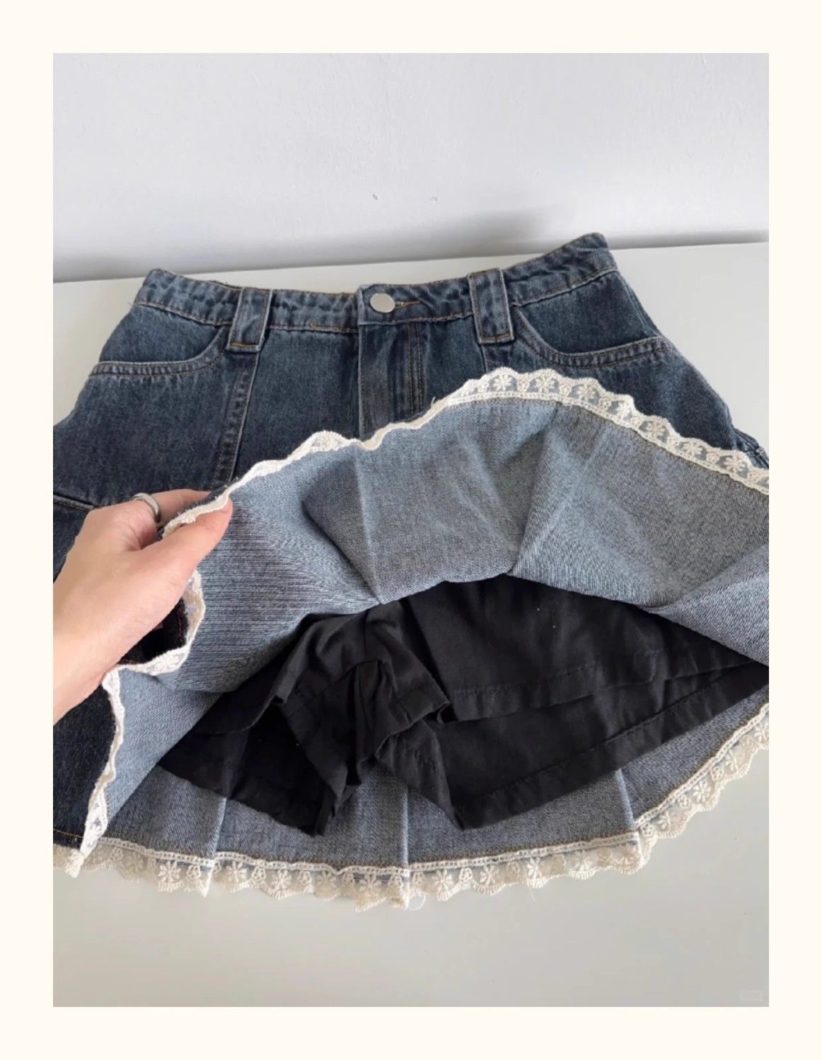Lace Denim Skirt US 64D111