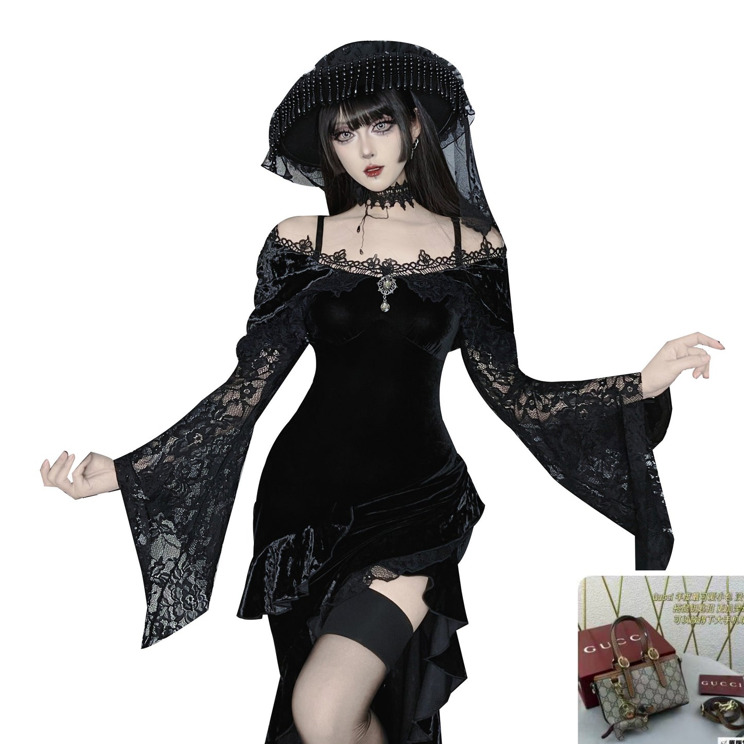 Off-the-shoulder Velvet Dress SA711