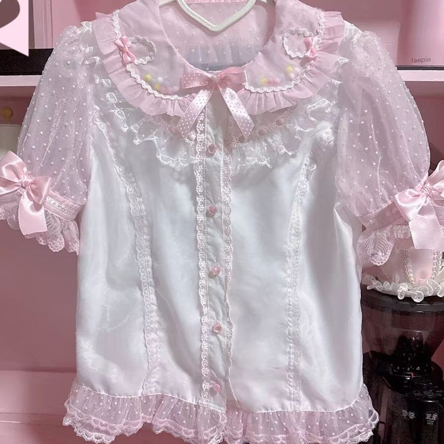 Peter Pan Collar Short-sleeve Blouse US 64D173