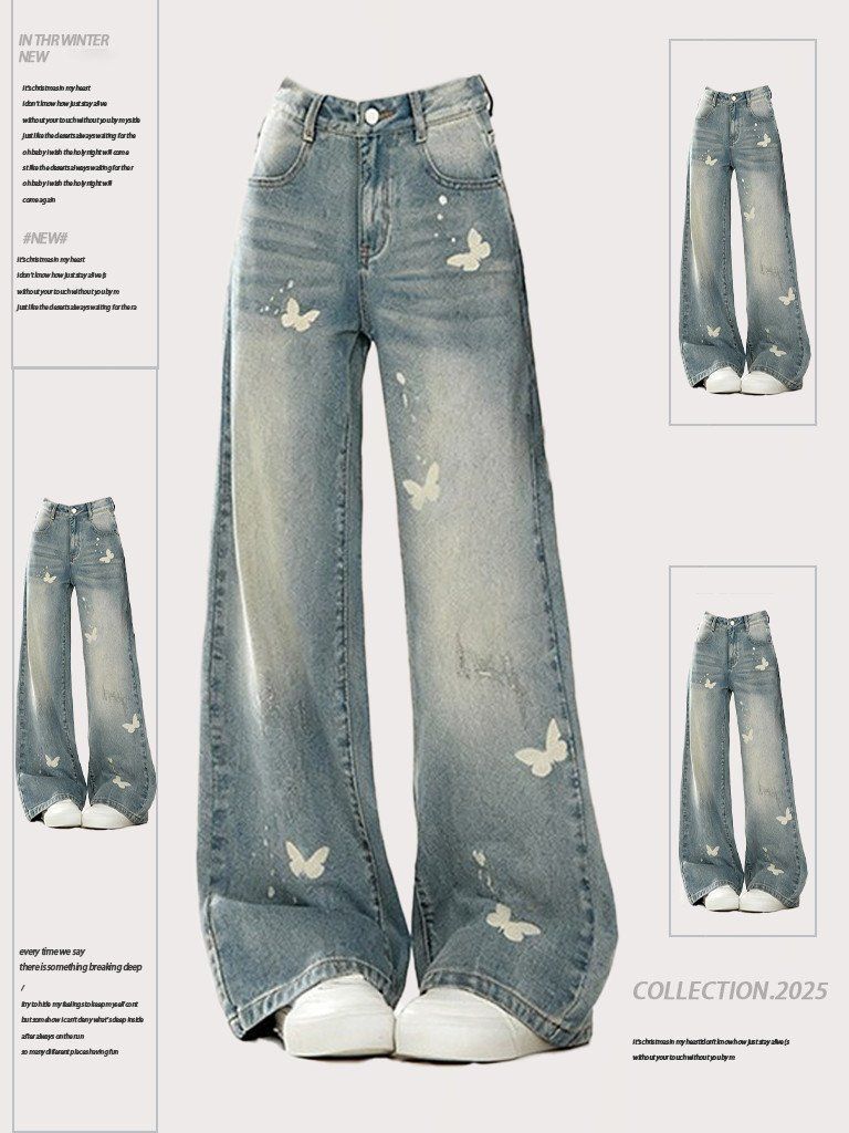 Butterfly Print Jeans 69C029