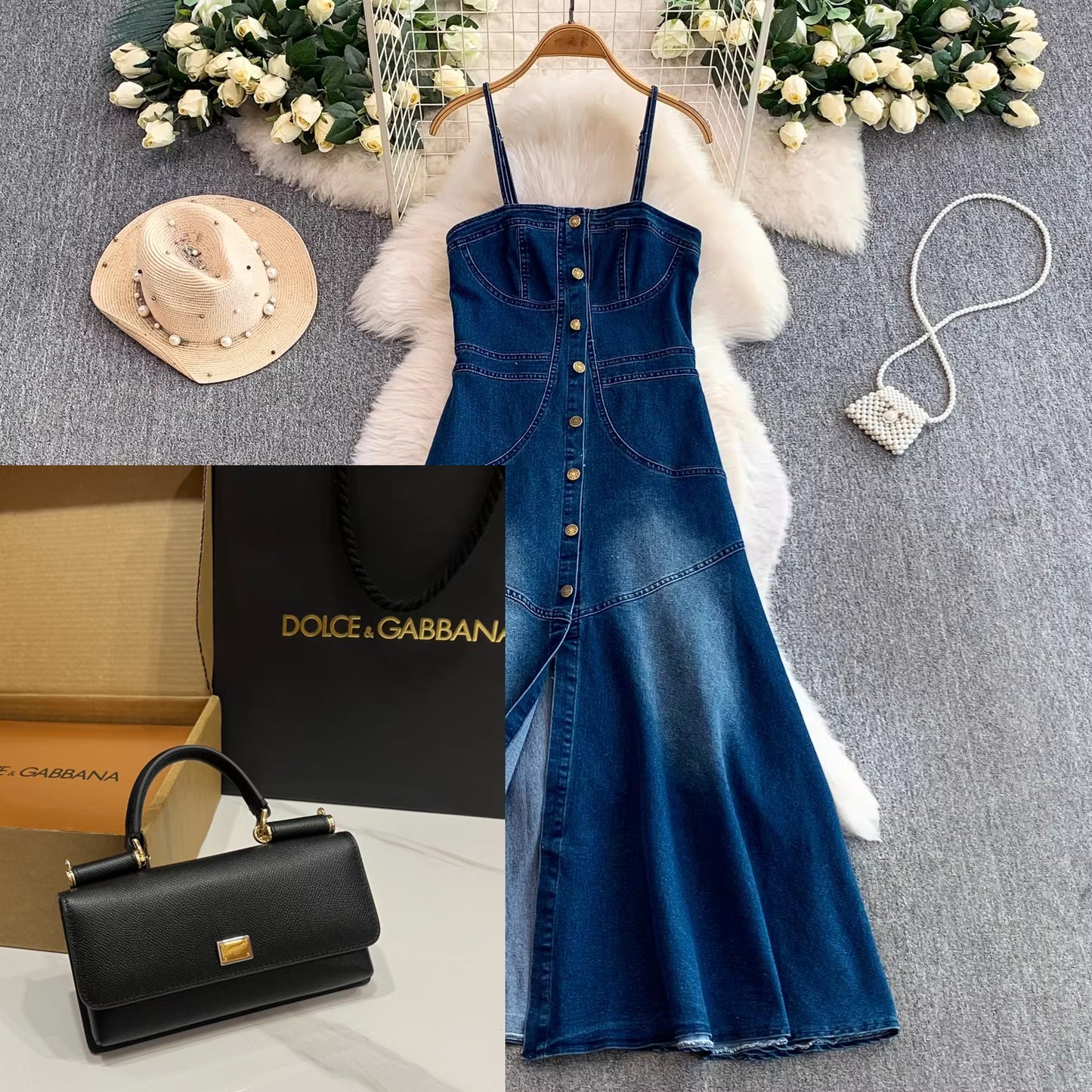 Women's Denim Suspender Dress SA752