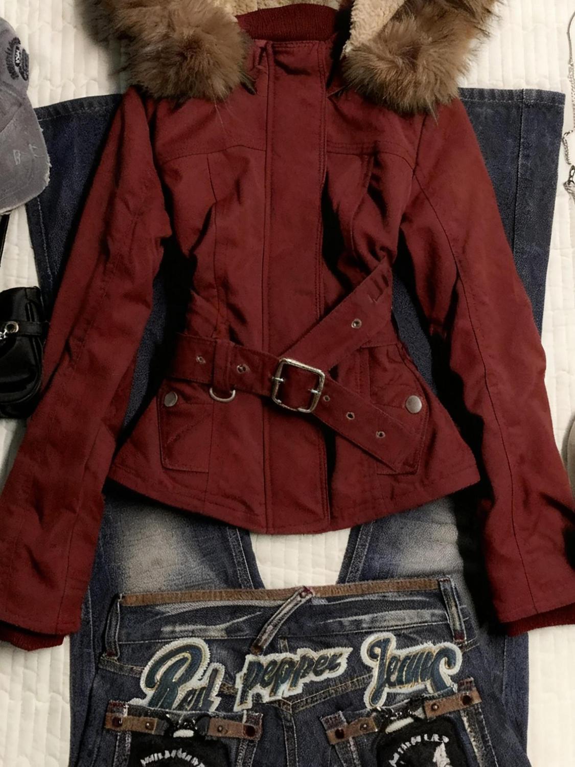 Women's Red Parka Jacket SAB185
