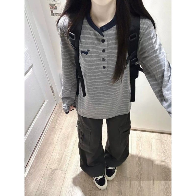Puppy Embroidered Long Sleeve T-shirt for Women  SAB127/SAB128