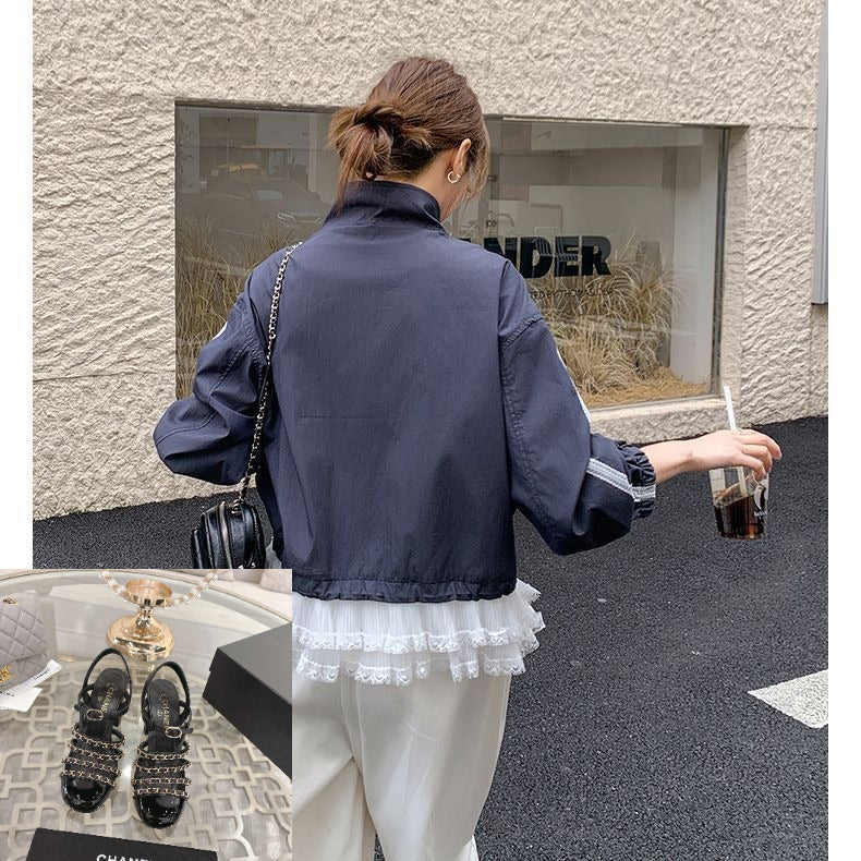 Lace Stand Collar Workwear Jacket SA945