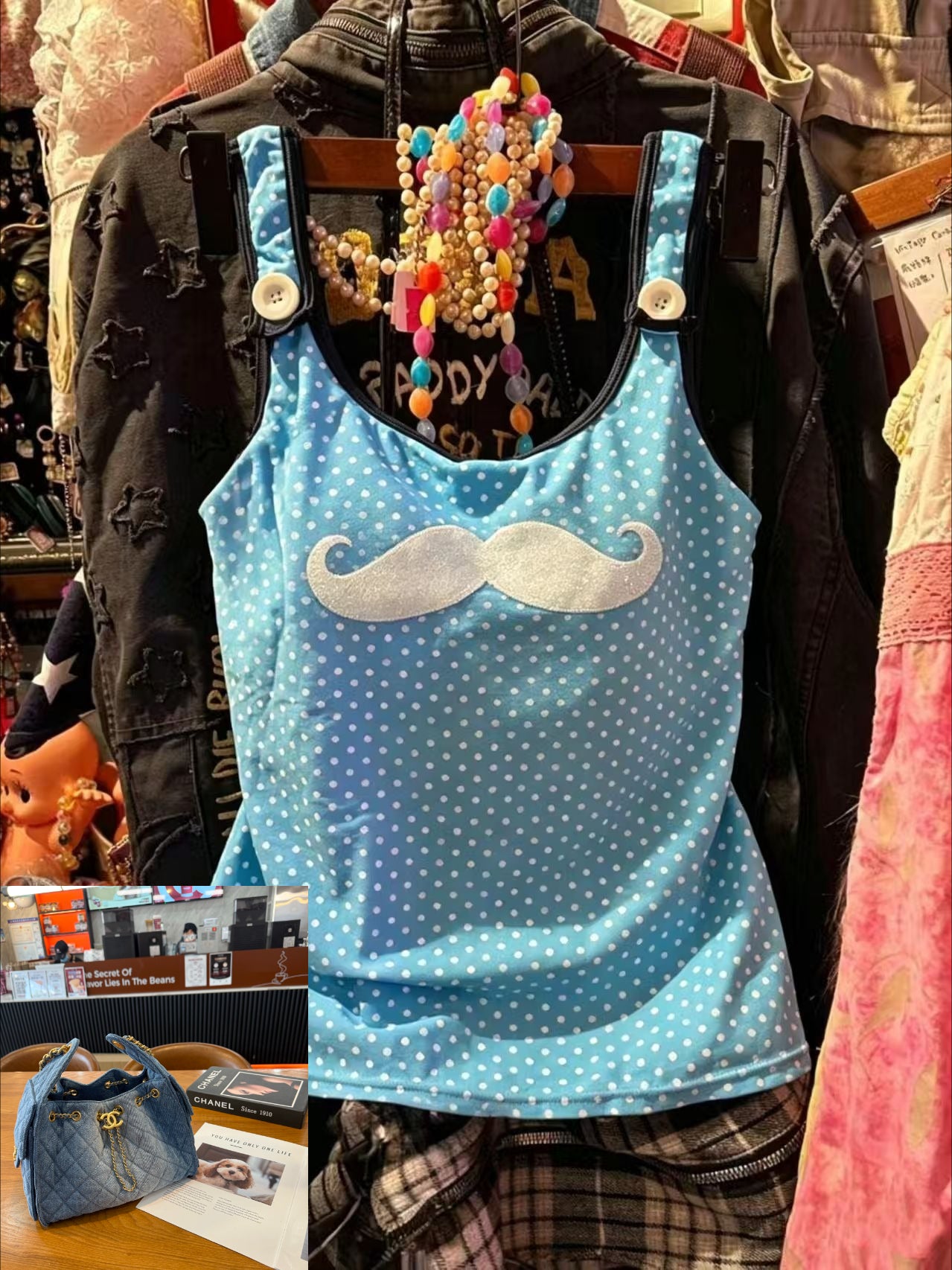 Blue Polka Dot Print Top SA891