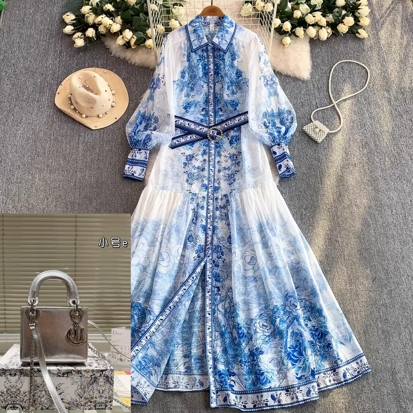 Women's Collared Lantern Sleeve Dress SA759