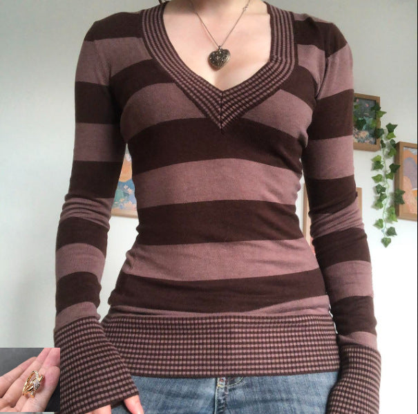 Women's Striped Flared Sleeve Sweater SA370