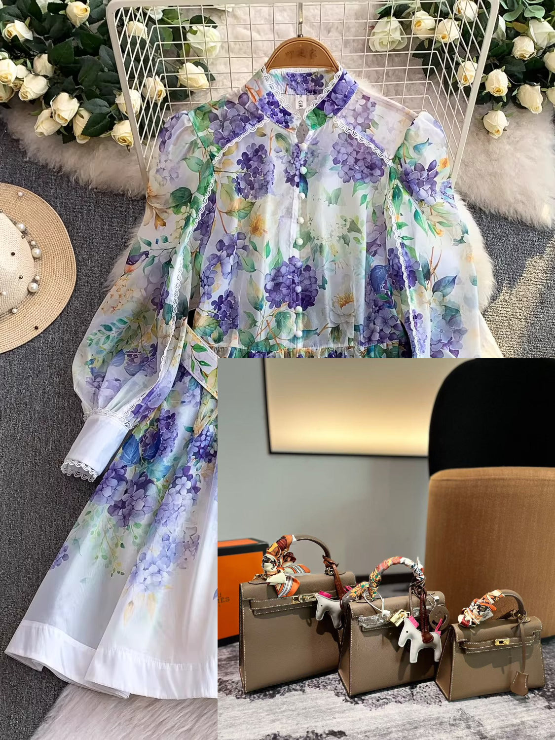 Stand Collar Lantern Long Sleeve Dress SA732/SA733/SA734