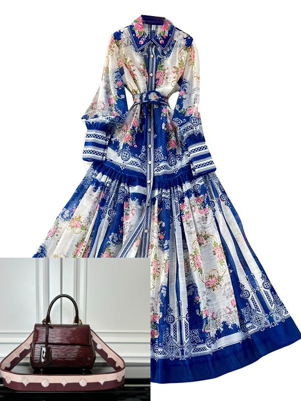 Women's Printed Lantern Sleeve Dress SA753
