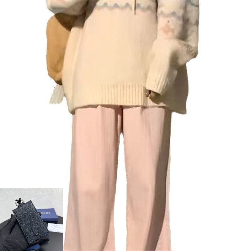 Contrasting Color Knitted Sweater Women SA474