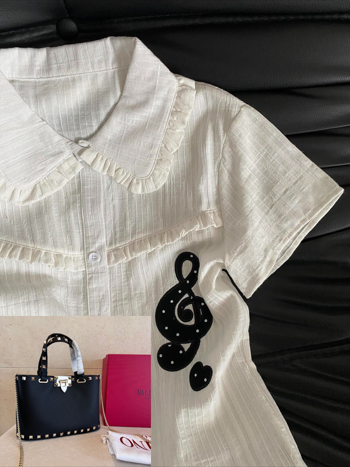 White Peter Pan Collar Short-sleeve Blouse  SA919