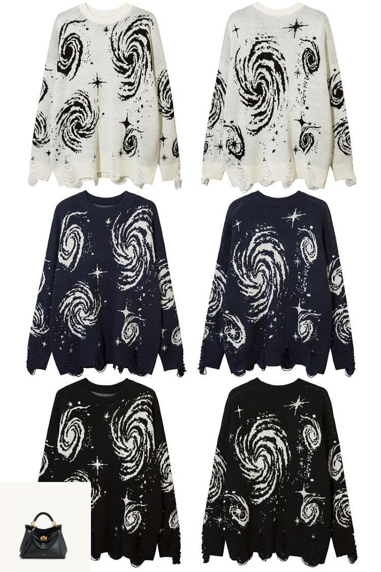 Printed Women's Loose Ripped Sweater SA586
