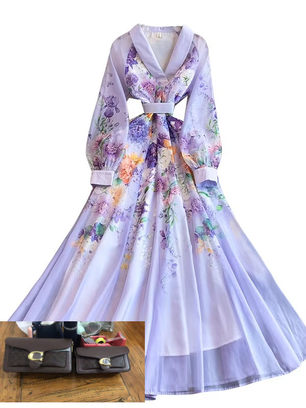 Printed V-neck Dress SA748/SA749