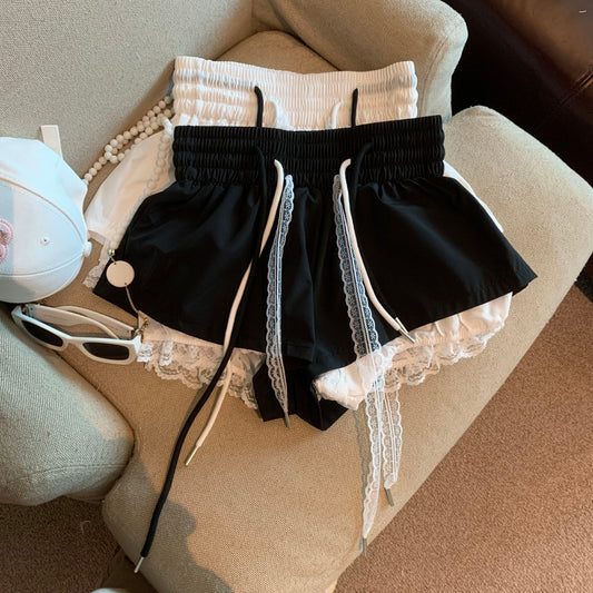 Fake Two-piece Lace Patchwork Shorts SA943