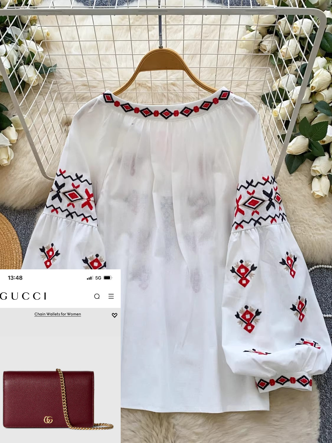 Round Neck Lantern Sleeve Shirt SA762