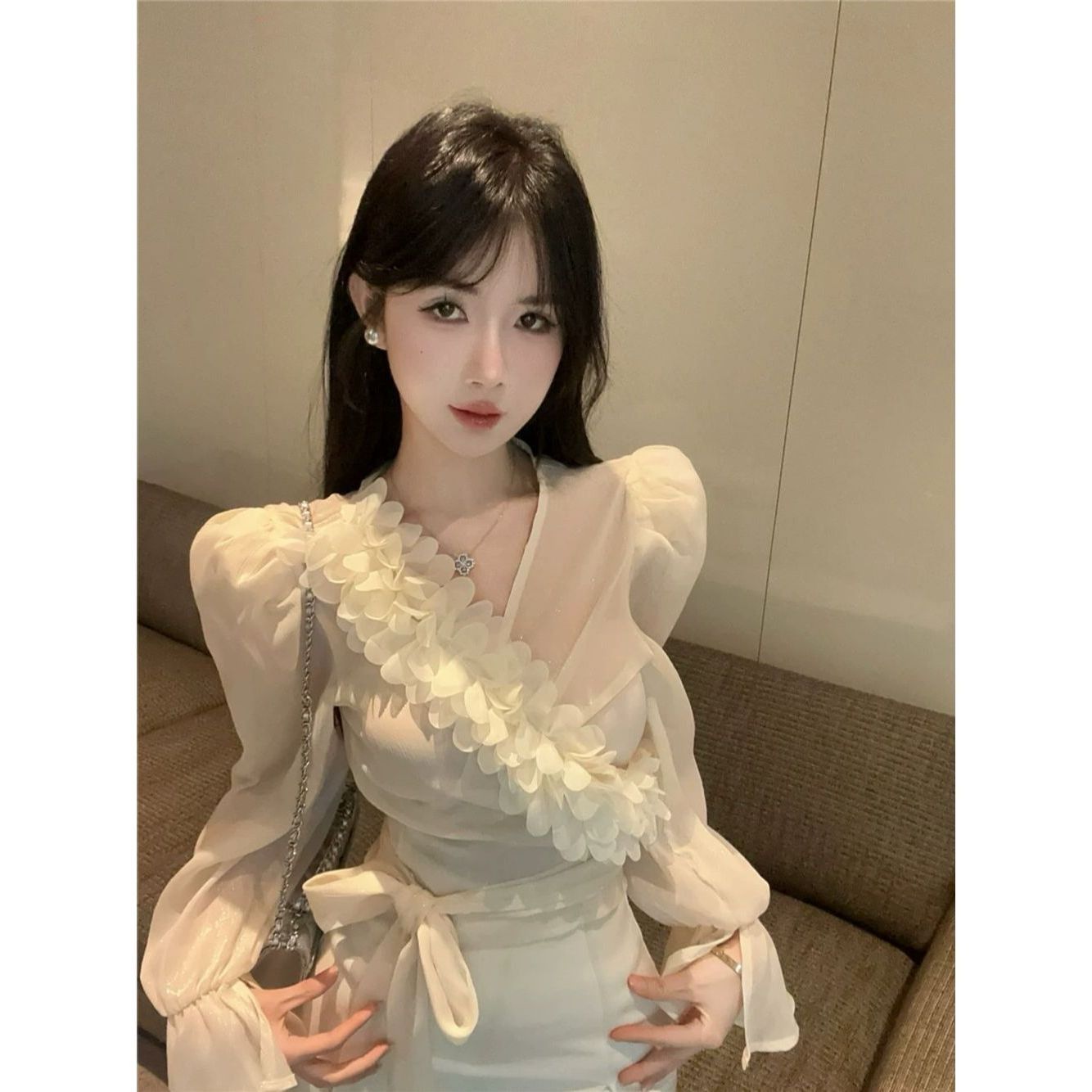 Puff Sleeve Chiffon Shirt SA950