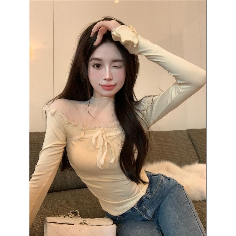 Women's Mesh Patchwork Long-sleeved T-shirt SA864