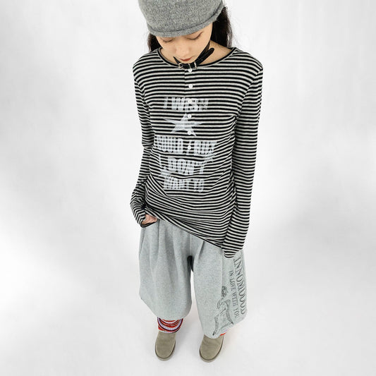 Striped Letter Print Star Long Sleeve T-Shirt SA661