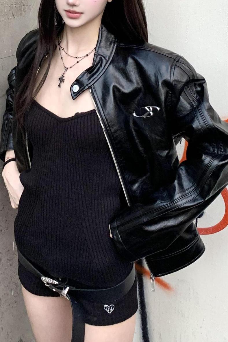 Leather Jacket Top Women SA673