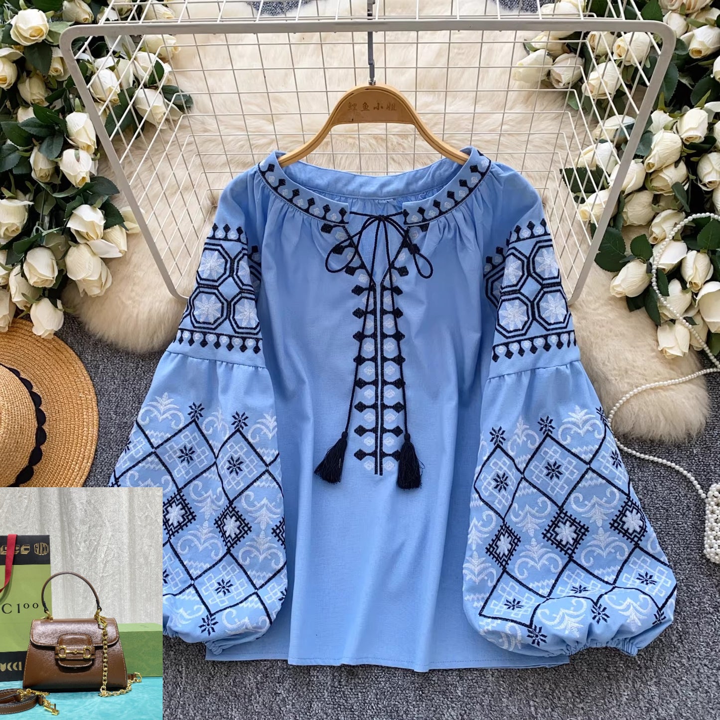 Tassel Peter Pan Collar Long Sleeve Top  SA810