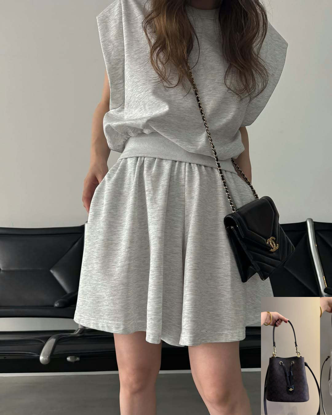 Sports Suit Loose Knitted T-shirt Short Skirt SA367