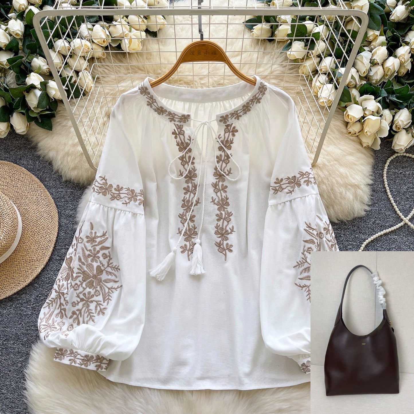 Roller Neck Lantern Sleeve Top SA453