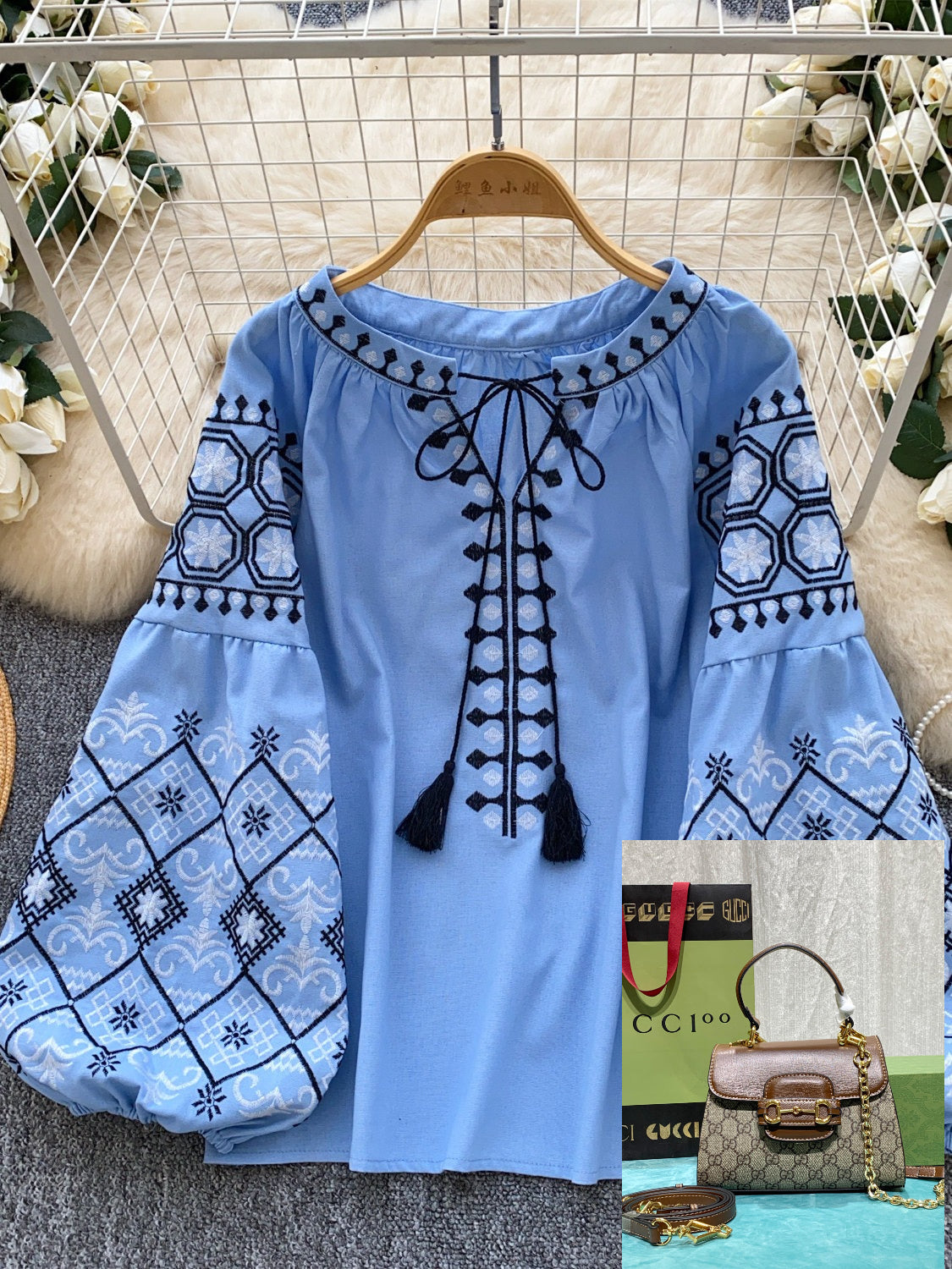 Tassel Peter Pan Collar Long Sleeve Top  SA810
