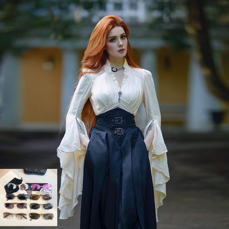 V-neck Court Long-sleeved Top SA709