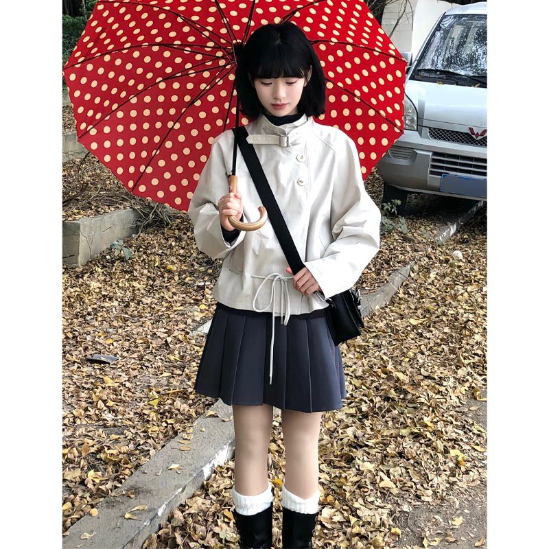White Short Trench Coat SAB038