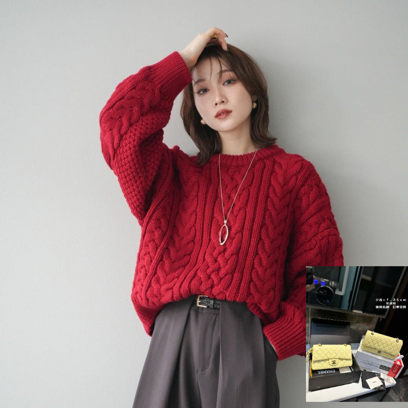 Knitted Sweater Solid Color Top  SA612