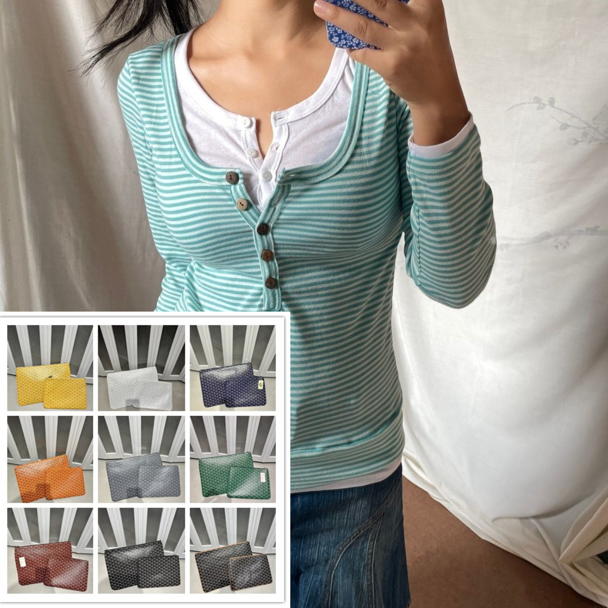 Striped Fake Two-piece Long Sleeve T-shirt SA822/SA823