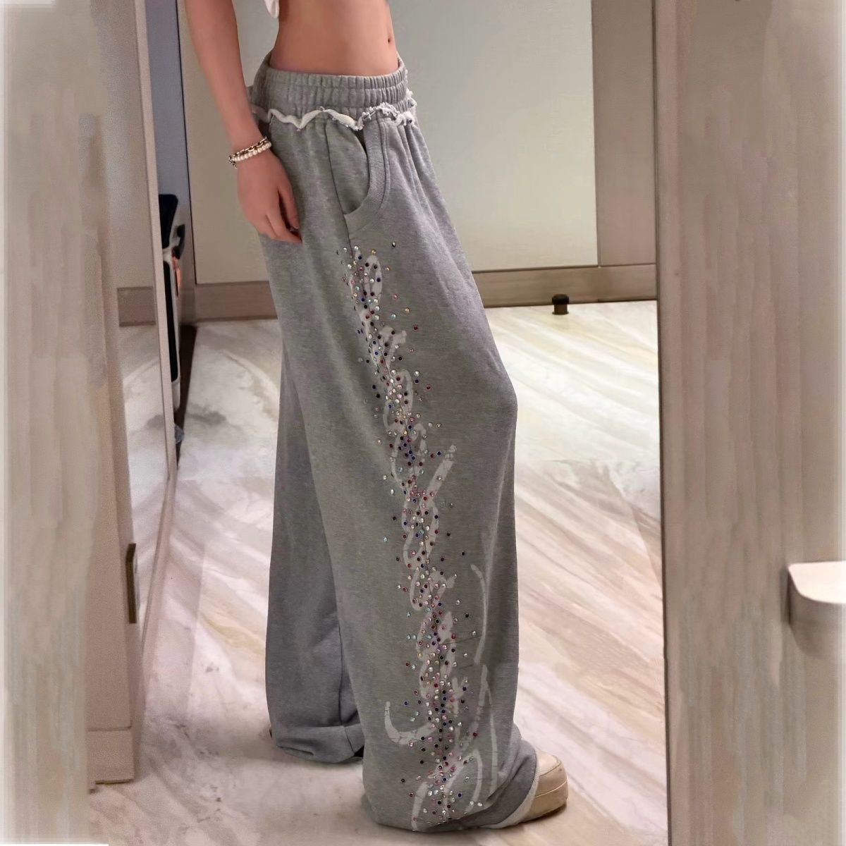 Sparkly Printed Casual Pants SAB205