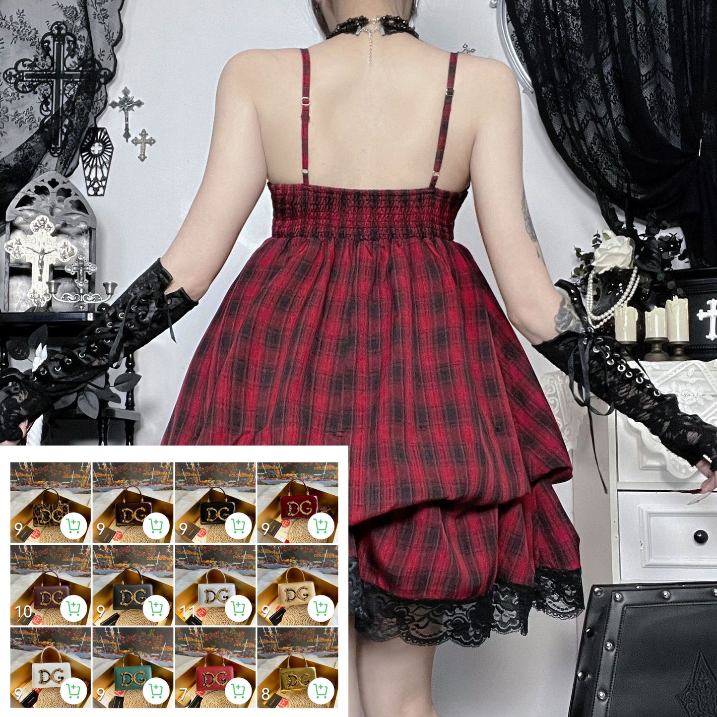 Plaid Suspender Skirt  SA774