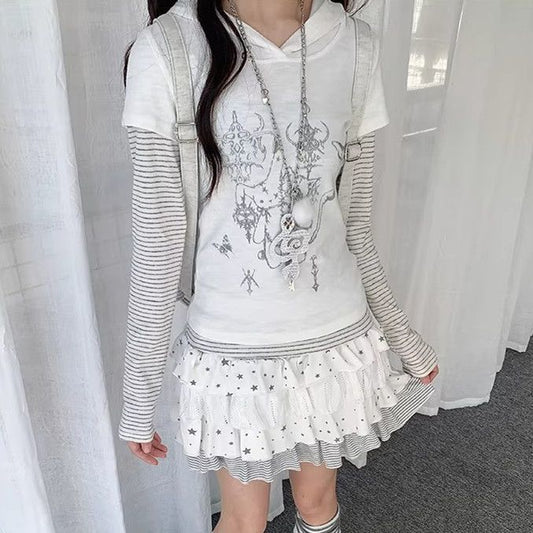Printed Hooded Long-sleeve T-shirt SA781/SA782