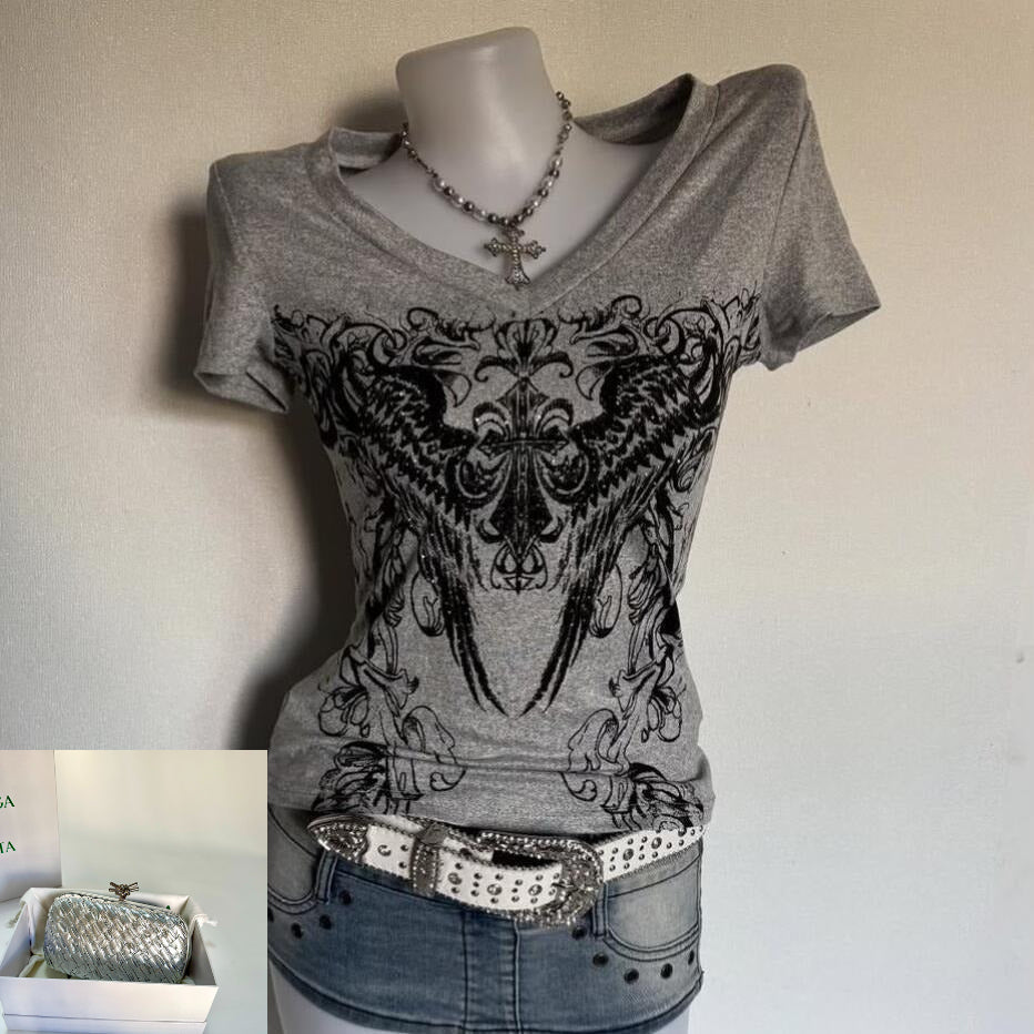 V-neck Hot Girl Short-sleeved T-shirt SA811